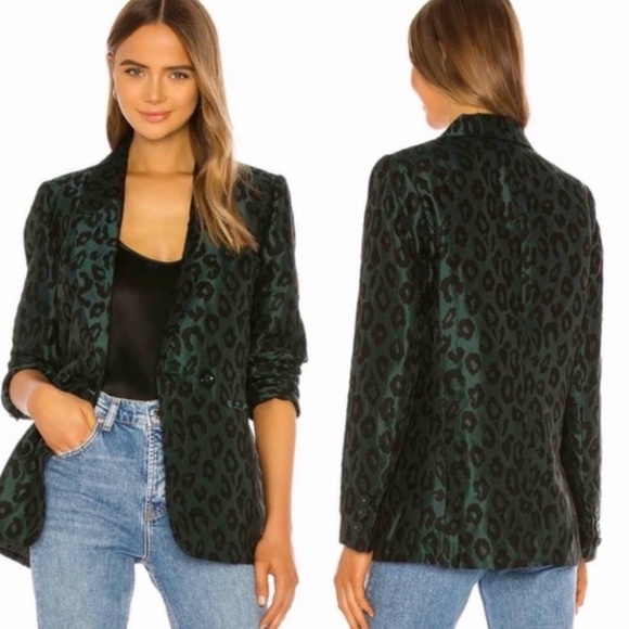 Anine Bing Jackets & Blazers - Anine Bing Madeline Blazer in Green Leopard M